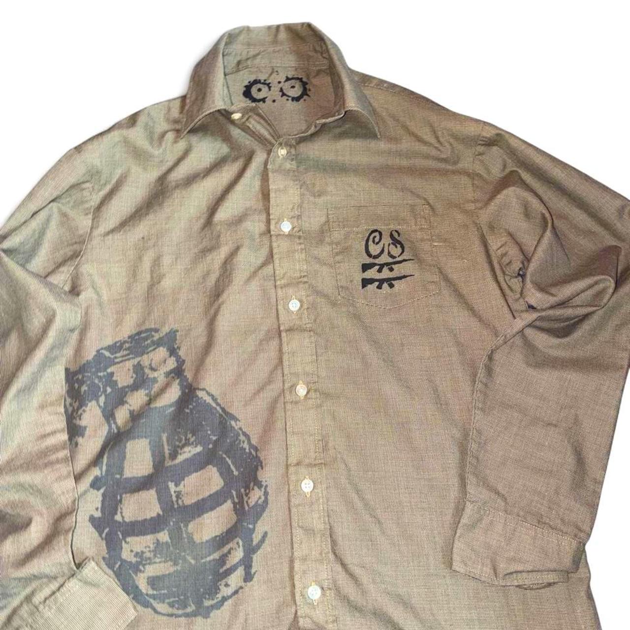 Khaki Painted Button-Up — Codeine Sunshine Grenade