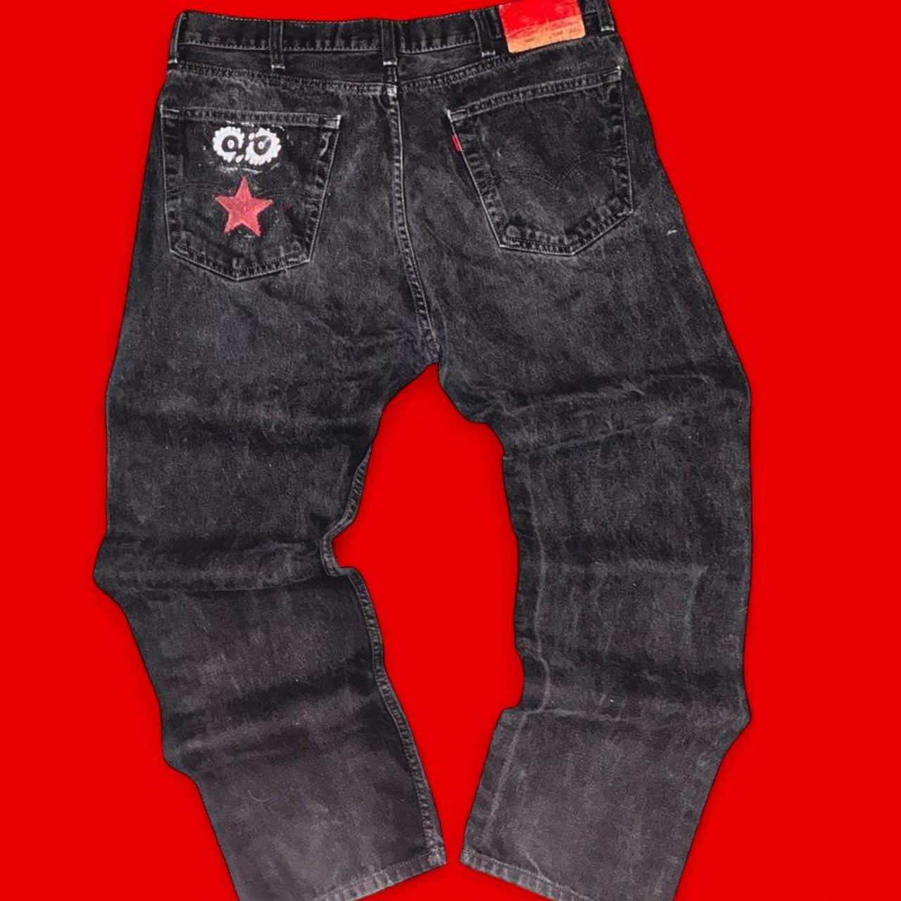 Reworked Black Levi’s Jeans — Codeine Sunshine Red Star