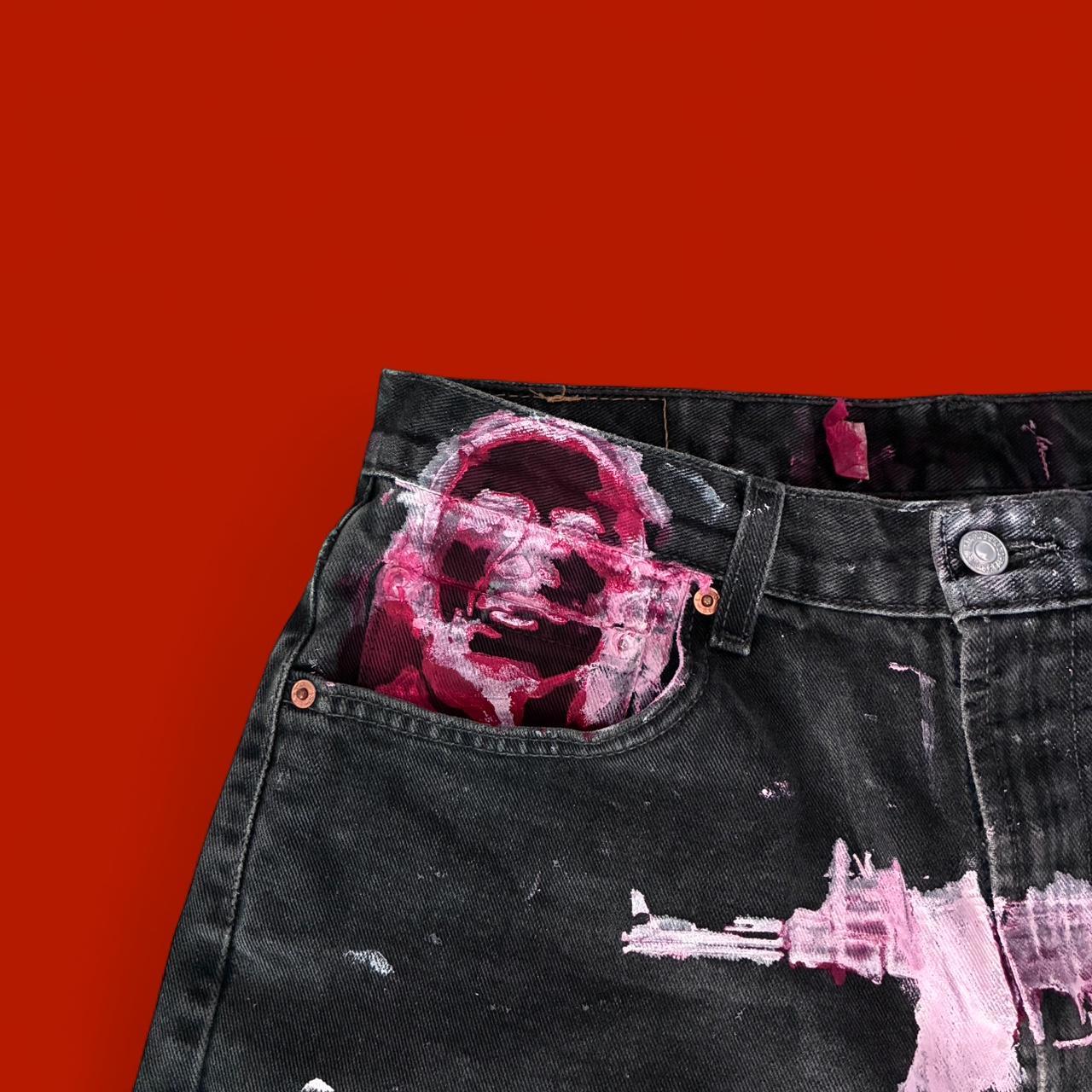 Black & Pink Painted Jeans — Codeine Sunshine 5 Star