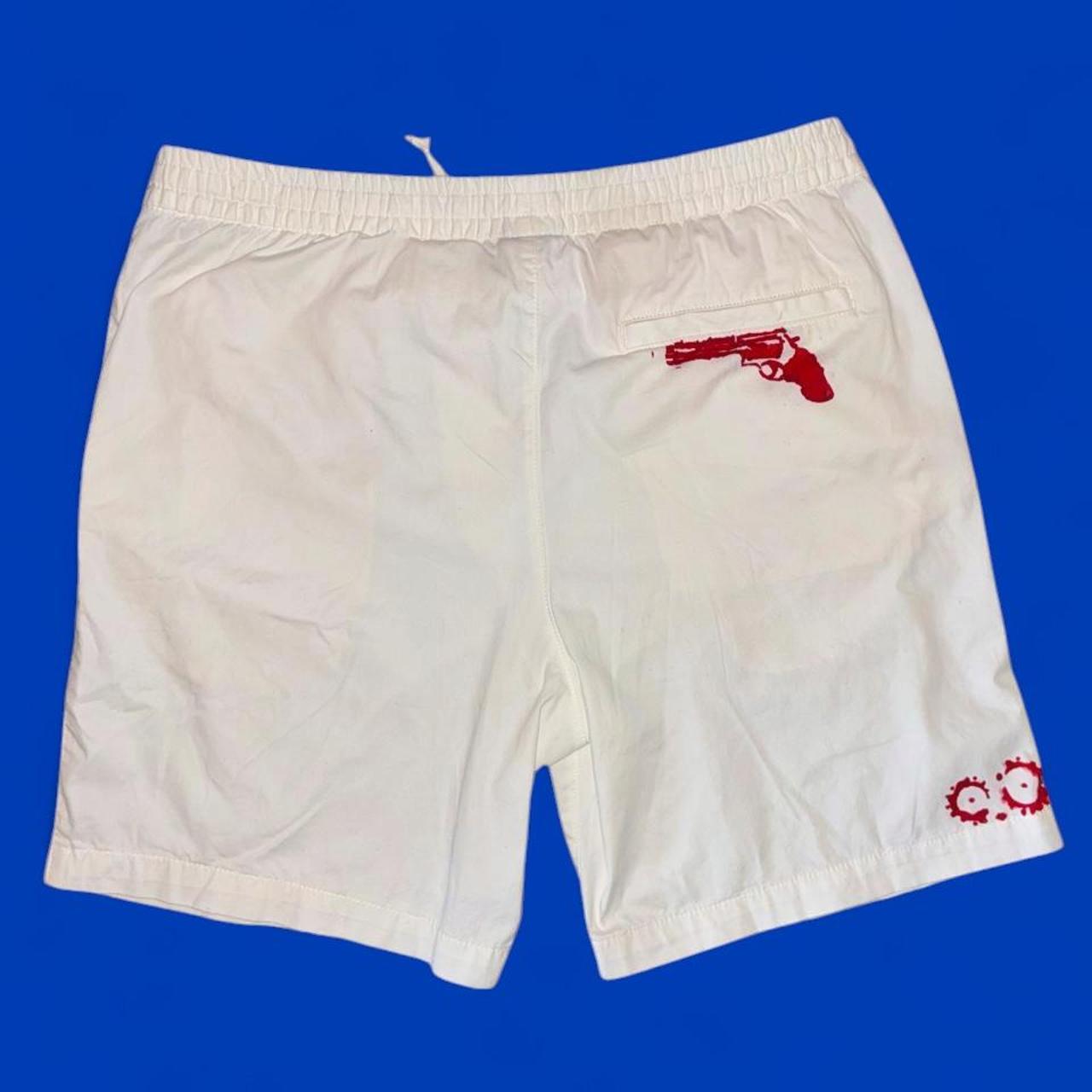 White Cotton Shorts — Codeine Sunshine Red Signal