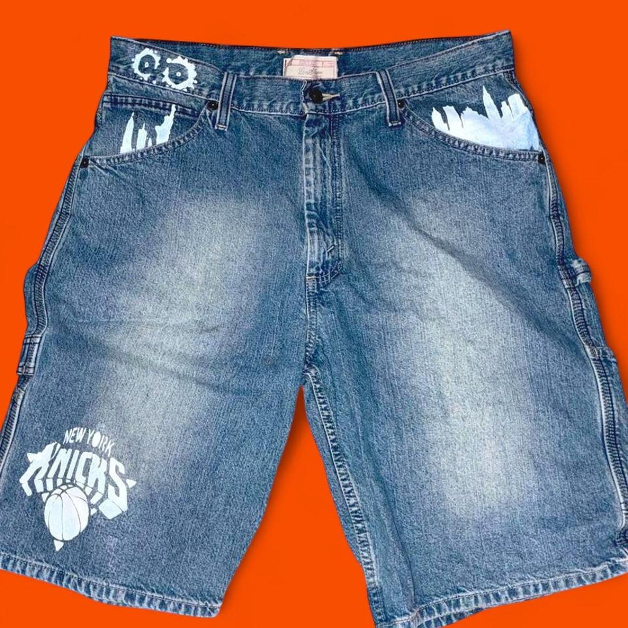 Painted Carpenter Shorts — Codeine Sunshine NYC Skyline