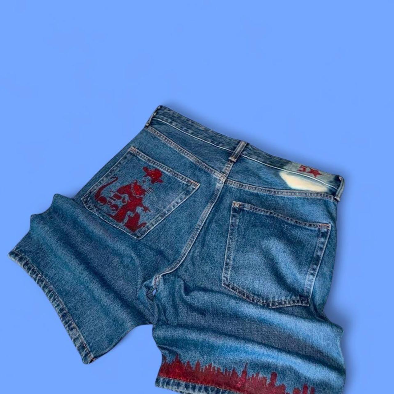 Frayed Denim Cutoffs — Codeine Sunshine Red Skyline